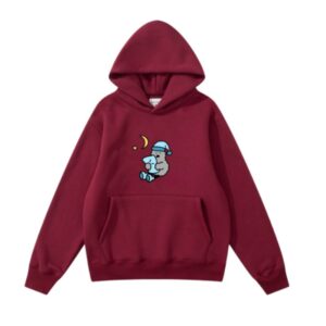 Minimalist Graphic Print Hoodie – Red