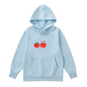 Tomato-Print Hoodie Blue