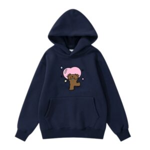 Stylish Hoodie With Cute Graphic – Navy Blue