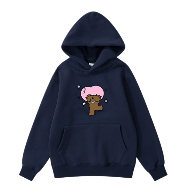 Stylish Hoodie With Cute Graphic – Navy Blue