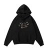 Black Casual Hoodie With Unique Print
