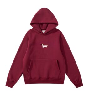Slim-Fit Hoodie With Sausage Dog Print – Burgundy