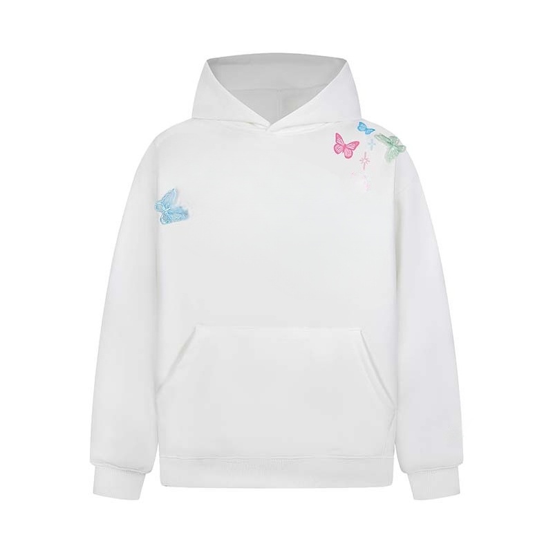 Embossed Butterfly Pullover Hoodie